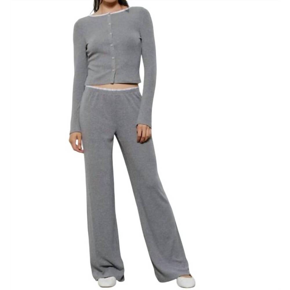NEW PRETTY GARBAGE sunny ribbed knit set in heather grey